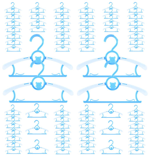 Perchas para bebé para guardería, clóset, paquete de 80 perchas de plástico para niños, ahorro de espacio, antideslizantes, extensibles, de 11 a 14 pulgadas, perchas ajustables resistentes para ropa