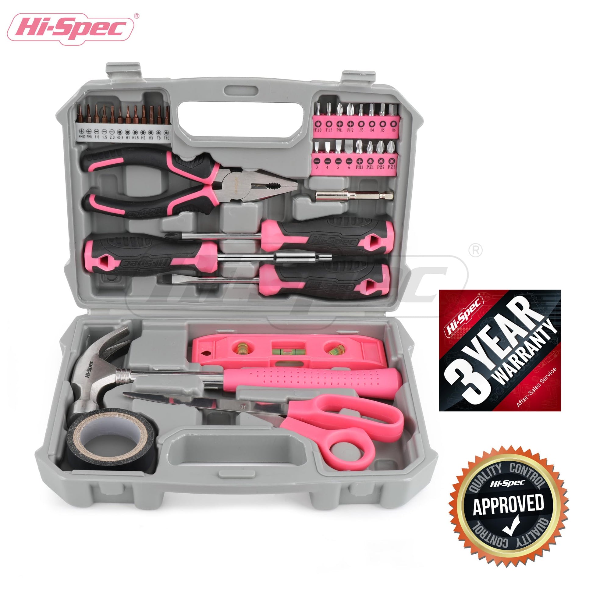 Hi-Spec Juego de Herramientas Básicas de 42 Piezas. Caja de Herramientas Manuales para el Hogar y la Oficina. Kit/Set Ideal para Reparacion, Bricolaje, y Mantenimiento. Incluye Maletin de Transporte