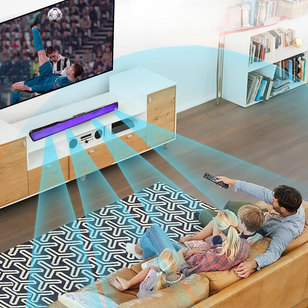 Barra de Sonido AEK CYBER Negra con Panel led y Bocina Bluetooth