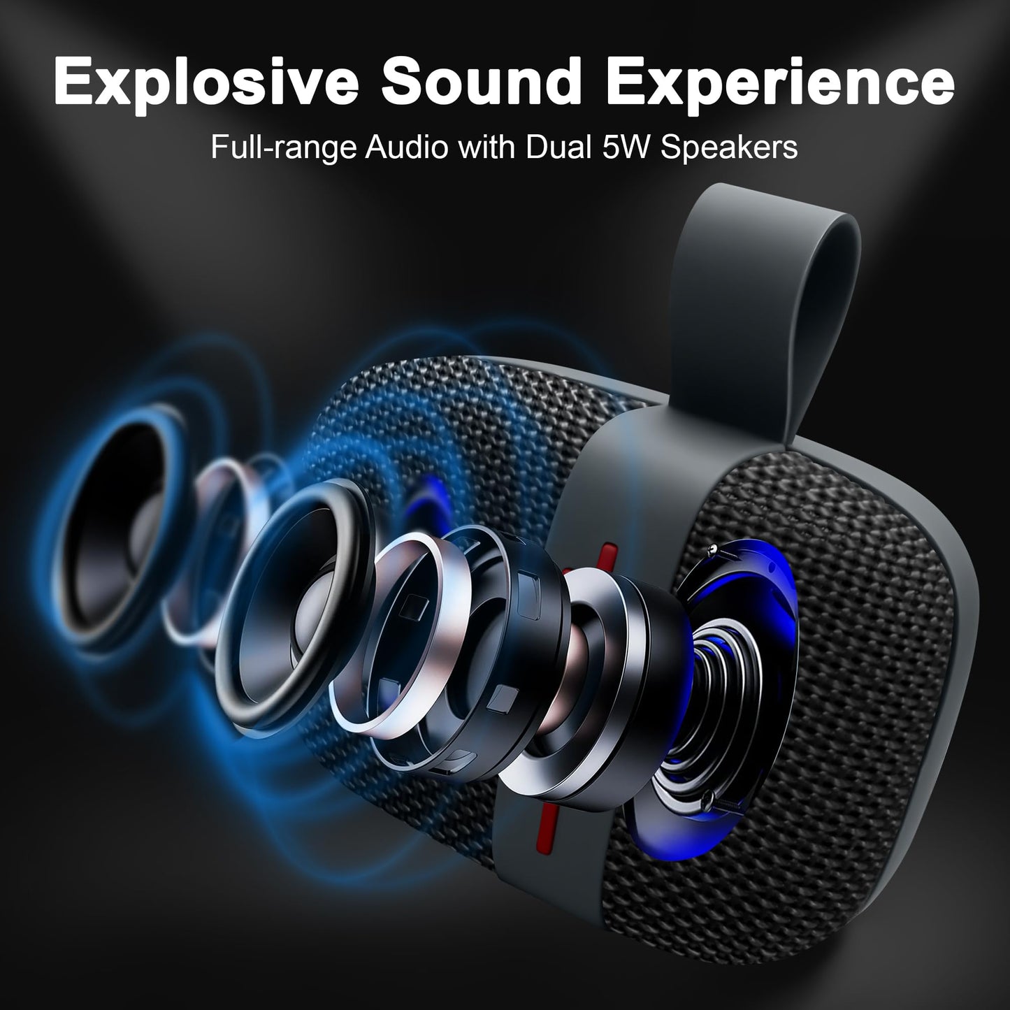 Fisher - Altavoz Bluetooth portátil, IPX5 impermeable, 10 W de potencia máxima Bluetooth estéreo con sonido HD, tiempo de reproducción 6H, BT 5.3, radio FM, electrónica inalámbrica, para piscina