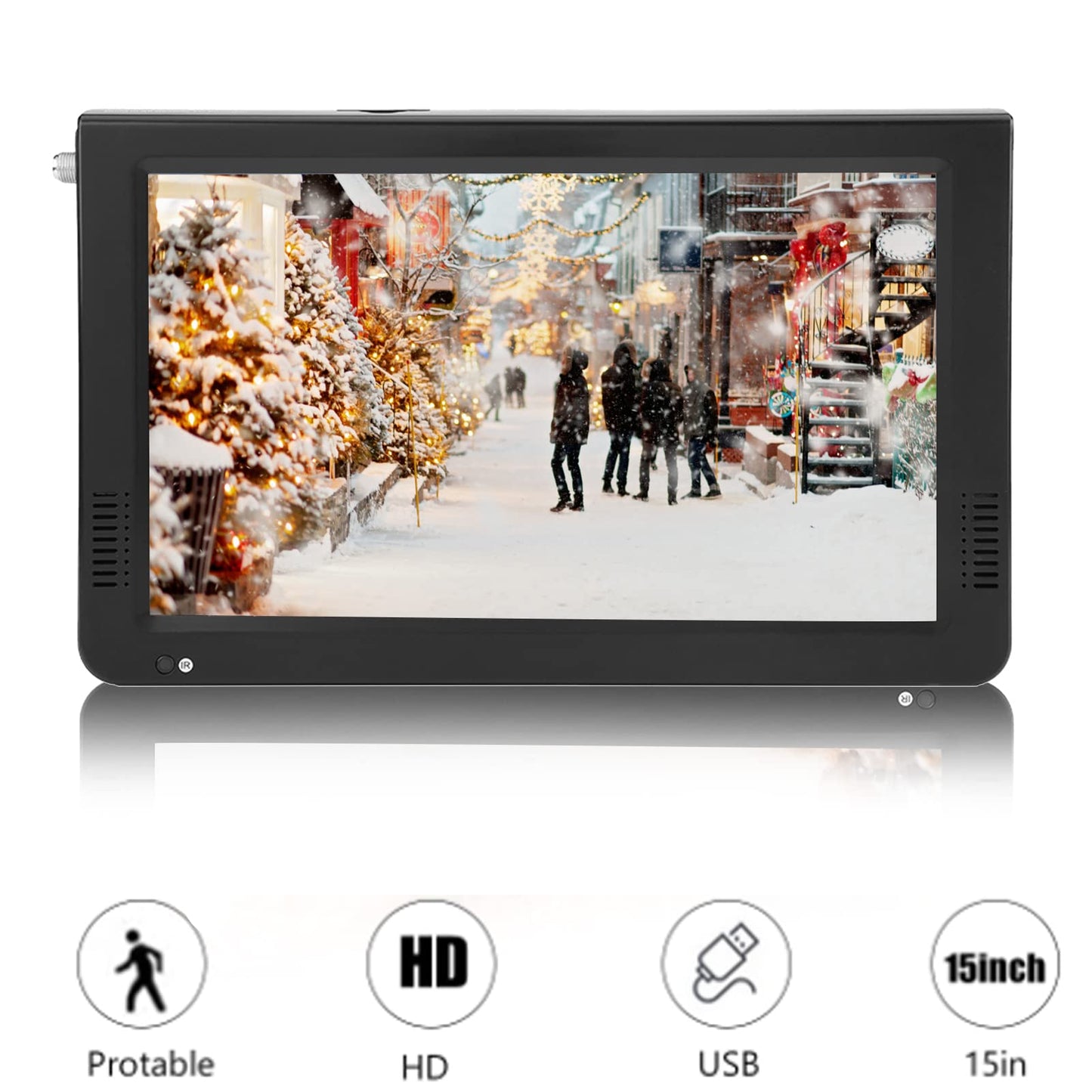 Fosa LEADSTAR TV Digital para automóvil, televisión portátil portátil ATSC Televisor estéreo 1080P Reproductor de Video con Radio FM y Soporte de ventosas con Doble Altavoz y Control Remoto (10in)