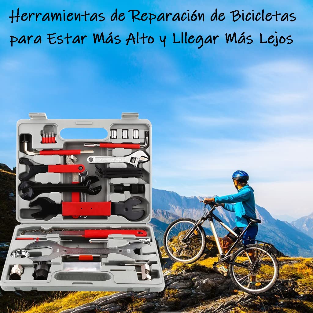 Kit de Herramientas AbaqKalza Negro 44 Piezas para Mantenimiento de Bicicleta de Montaña BMX