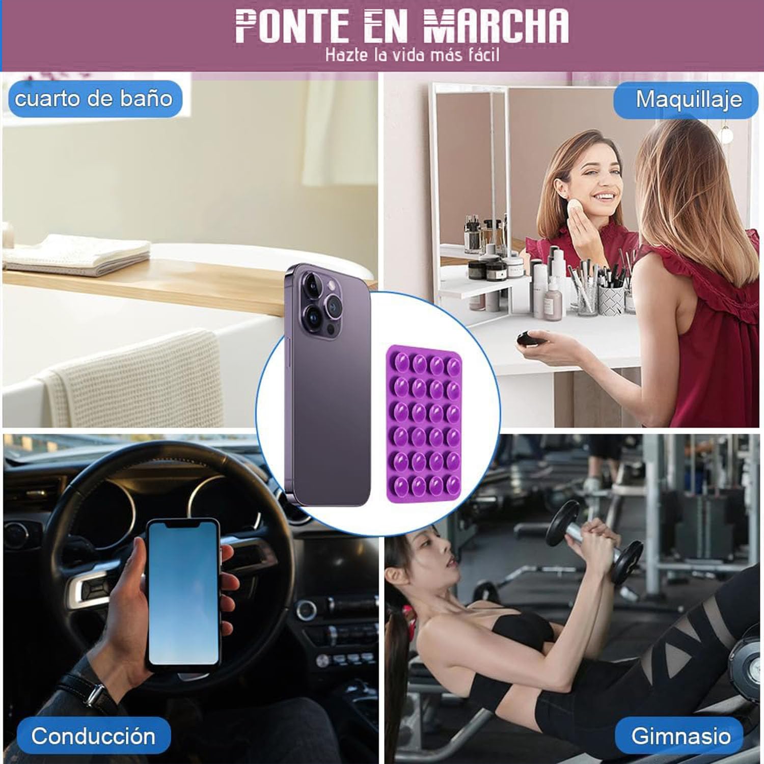 Fcliqzod888 12 Colores Ventosas de Silicona de para de Teléfono, Soporte de Teléfono con Ventosa, Ventosa de Silicona para Teléfono Móvil, Soporte para Móvil Manos Libres
