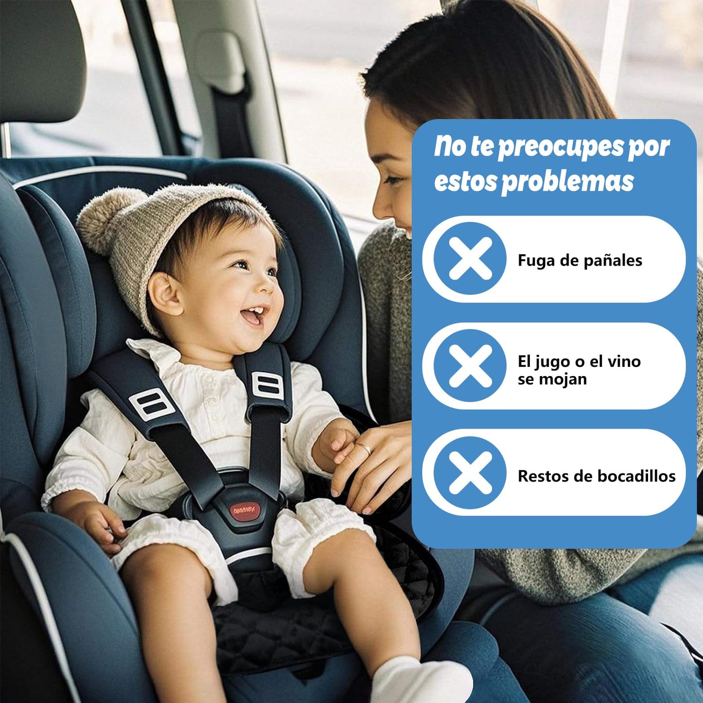 LAIXIAO Piddle Pad Protector Asiento Coche Bebé, Impermeable, Antideslizante, Lavable. Ideal para derrames, Fugas pañales, Entrenamiento Inodoro. Apta Asientos y carriolas (Negro)