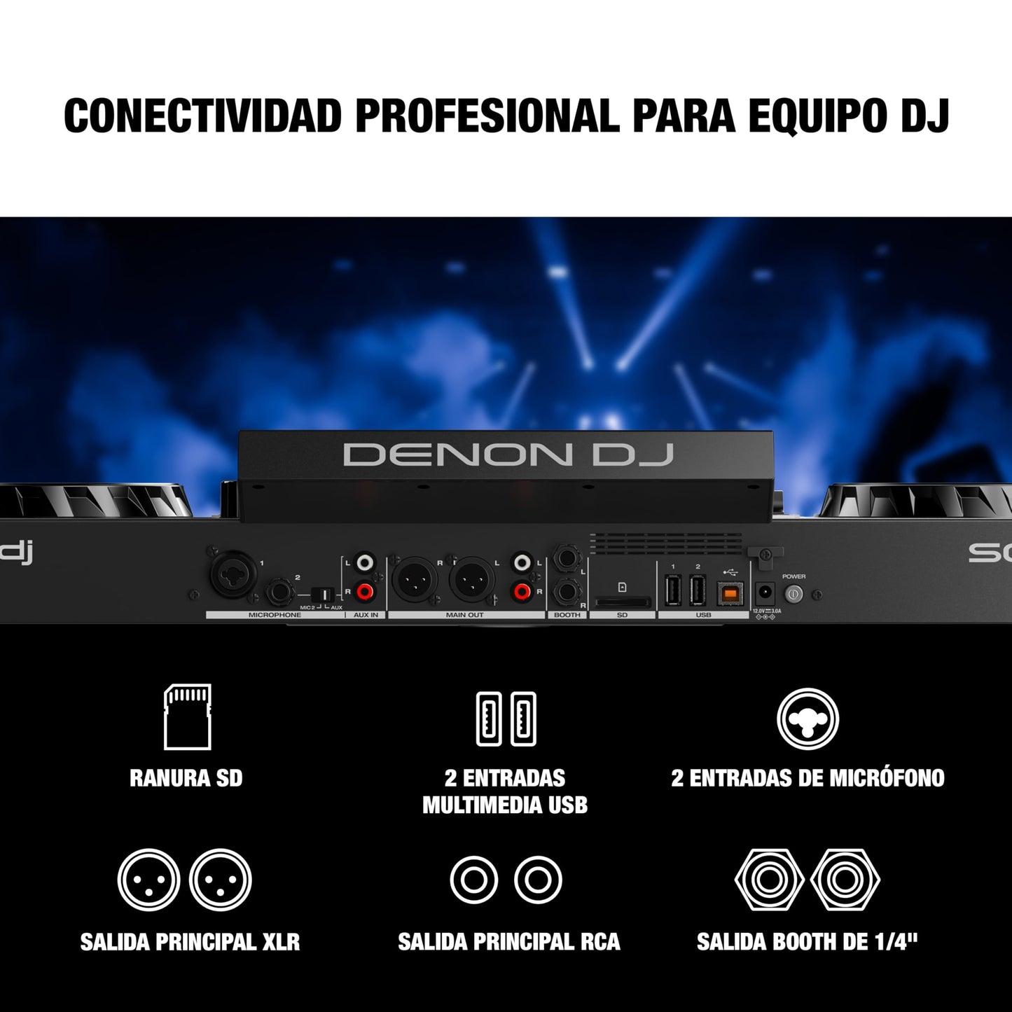 Denon DJ SC Live 4 Controlador DJ con separación de Stems en 4 Decks, Streaming por WiFi, Altavoces Integrados, Compatible con Serato DJ y Virtual DJ
