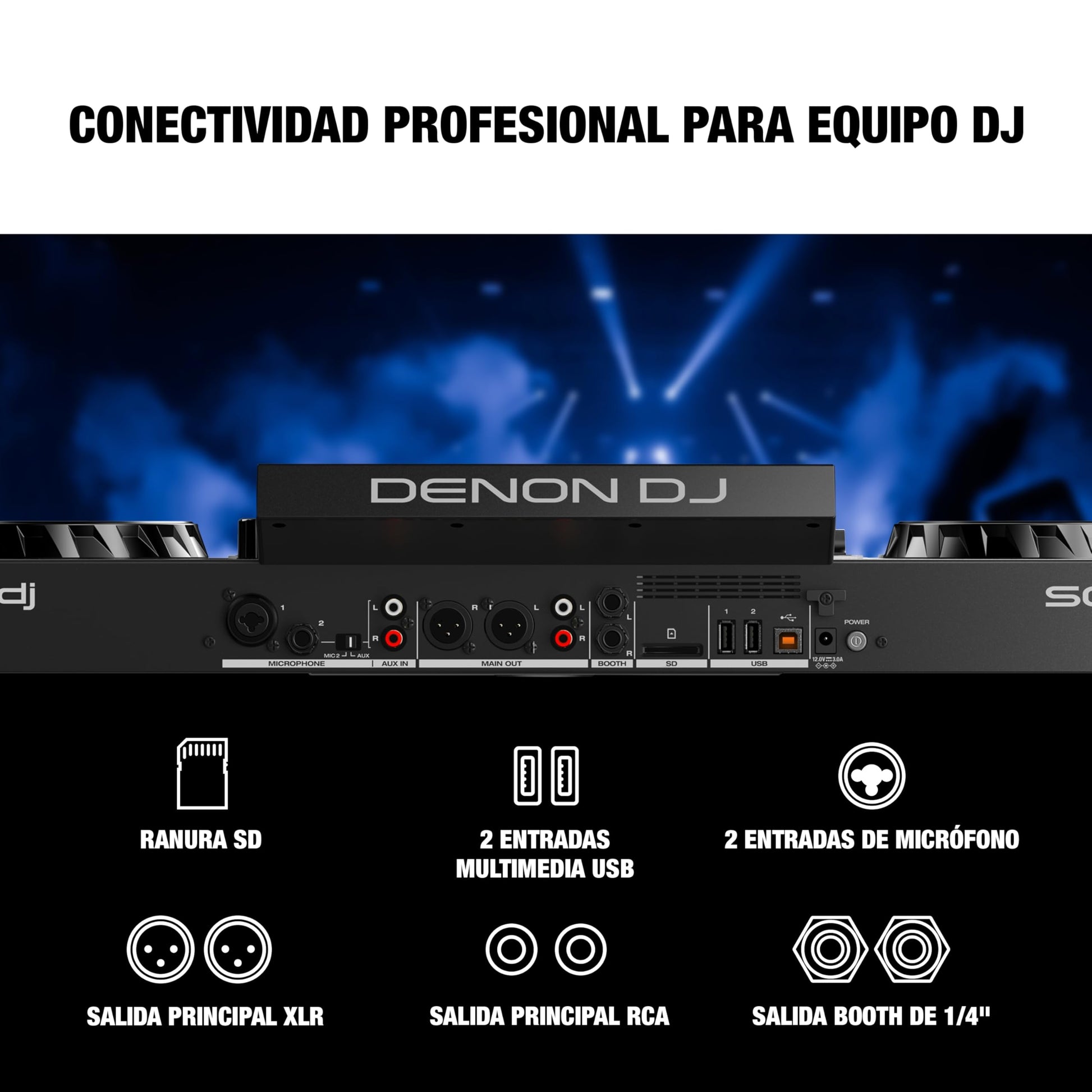 Denon DJ SC Live 4 Controlador DJ con separación de Stems en 4 Decks, Streaming por WiFi, Altavoces Integrados, Compatible con Serato DJ y Virtual DJ