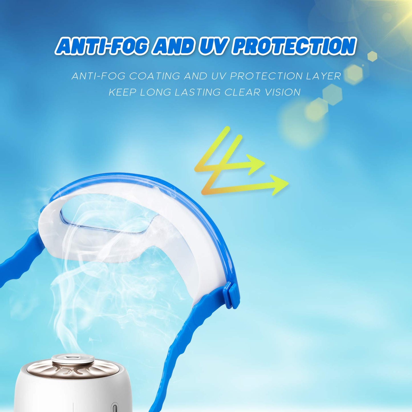 KAILIMENG - Gafas de natación para niños, visión amplia, sin fugas, antiniebla, protección UV, con clip para la nariz y tapones, para los oídos para niños de 3 a 15 años (Azul y morado, 2 unidades)