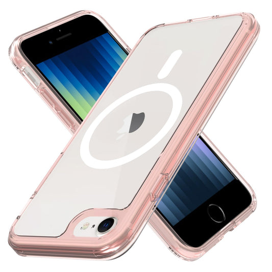 Funda magnética para iPhone SE 2022/2020, funda para iPhone 8/7 [protección contra caídas de grado Mil] [compatible con Magsafe] Funda protectora transparente delgada a prueba de golpes, rosa