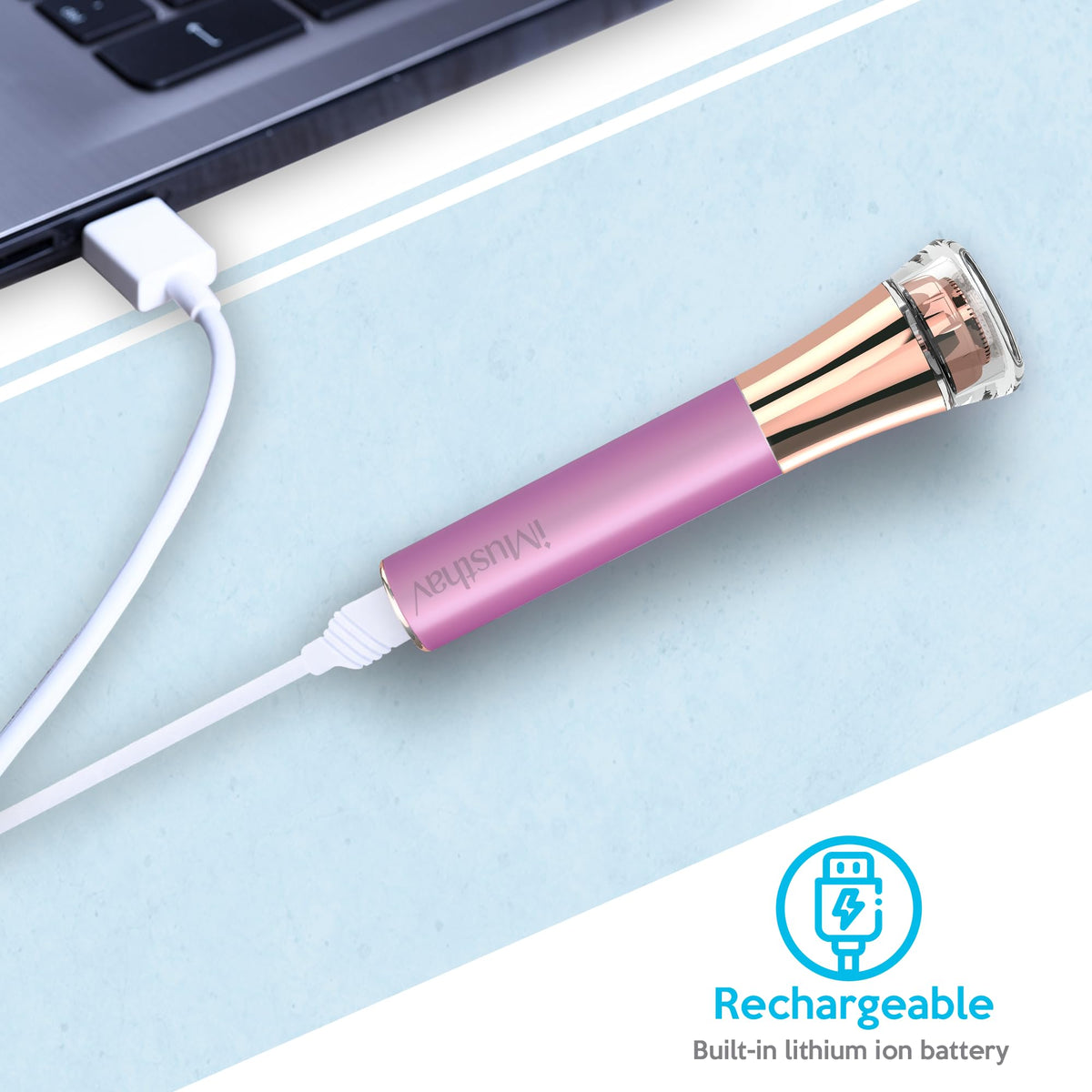 Depiladora facial profesional, rápida, precisa, indolora, de labios y barbilla, para mujeres, recargable por USB, chapada en oro de 18 quilates, cabeza flotante de doble anillo de 13 mm, luz LED de