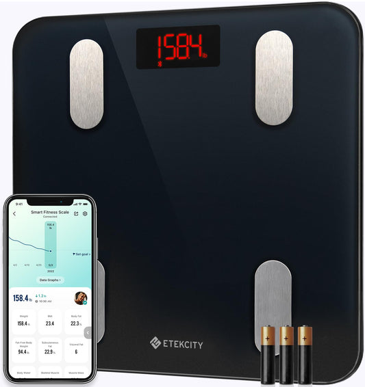 Etekcity, báscula de peso digital con Bluetooth, Apple Health y Google Fit, 400 libras, aprobado por la FDA