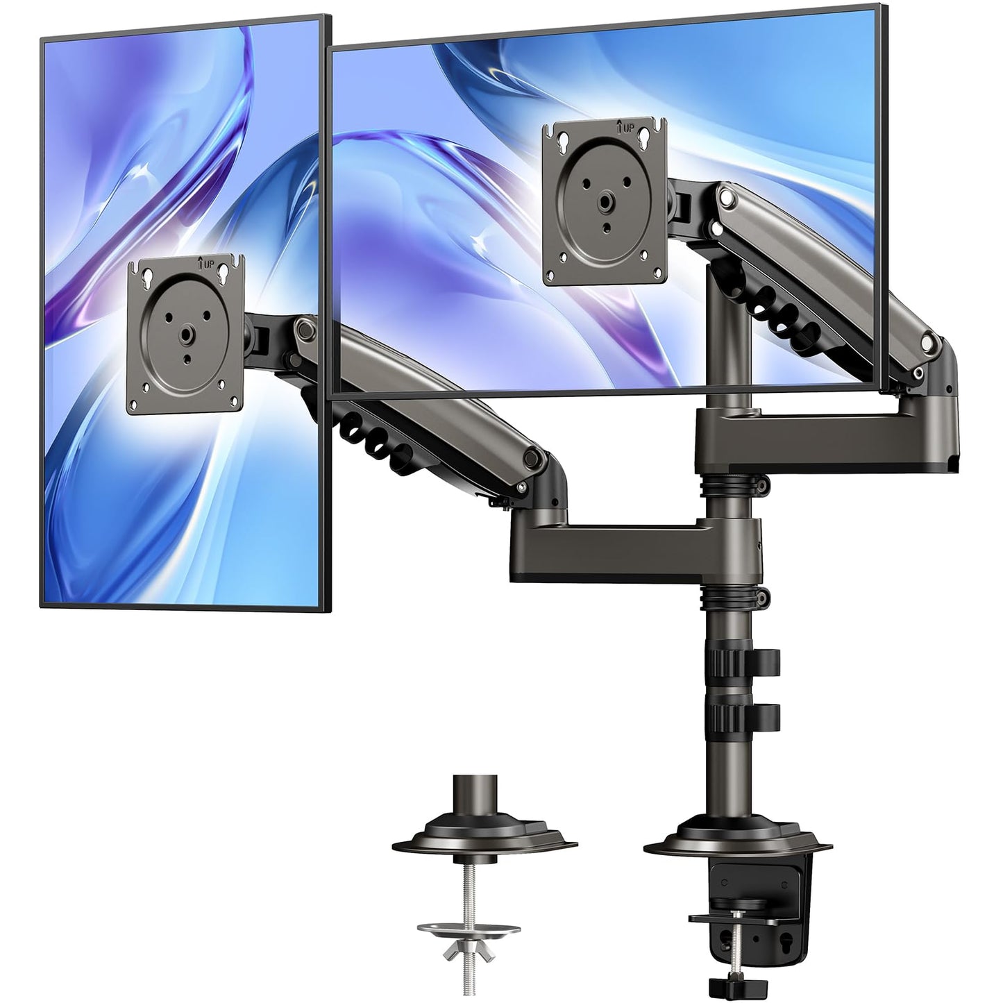 Soporte para Monitor Doble de Altura Ajustable con Resorte de Gas