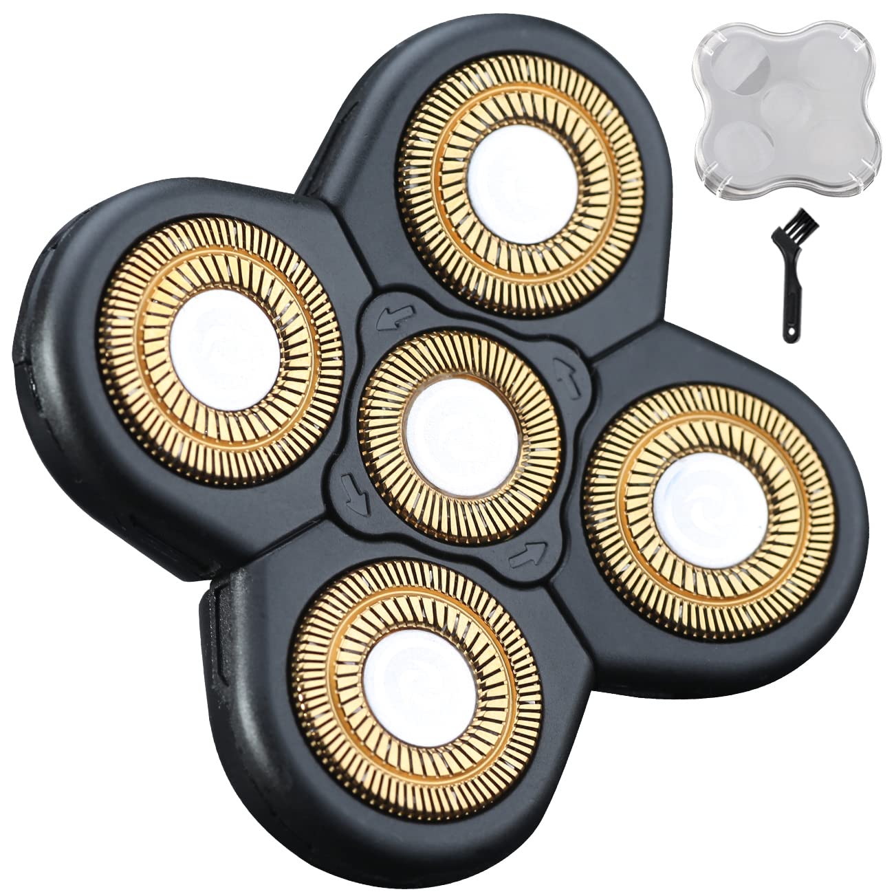Cabezales de repuesto para afeitadora de cabeza de 5 cuchillas, cuchillas de repuesto universales para afeitadora de cabeza de cuchilla eléctrica para hombres (oro 5D)
