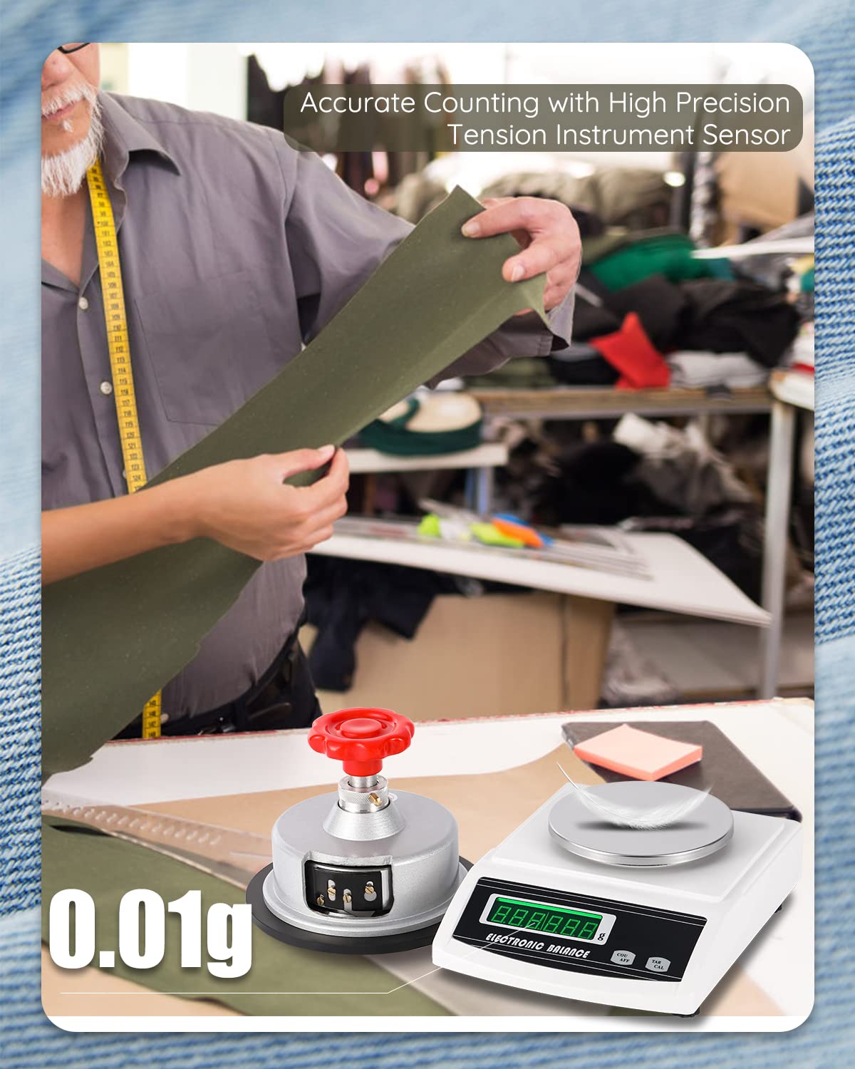 Balanza Electrónica Digital NEWTRY GSM con Cortador de Tela para Textil Papel No Tejidas 600g/0,01g