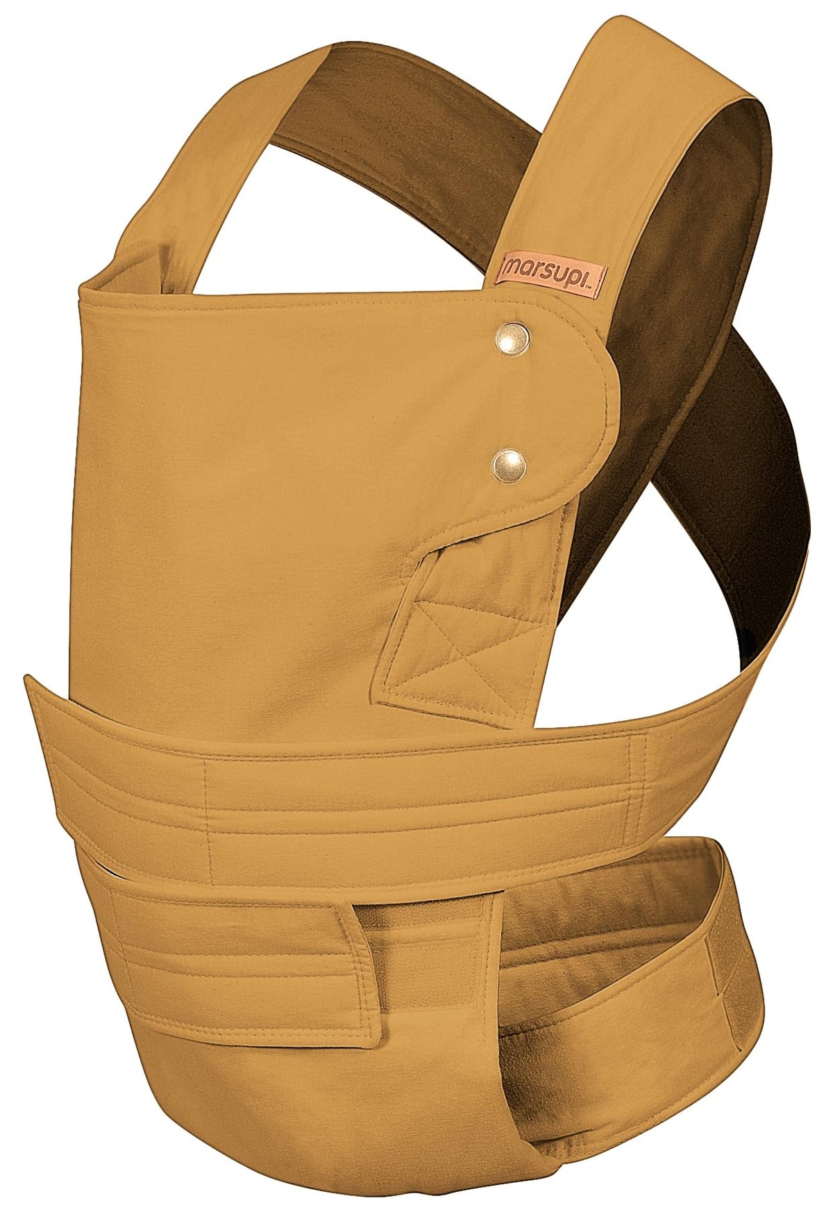 Marsupi Classic, portabebés ajustable con 2 posiciones de transporte (frontal y cadera), cangurera desde recién nacido (3.5-15 kg), algodón orgánico, Butterscotch, Talla: XL