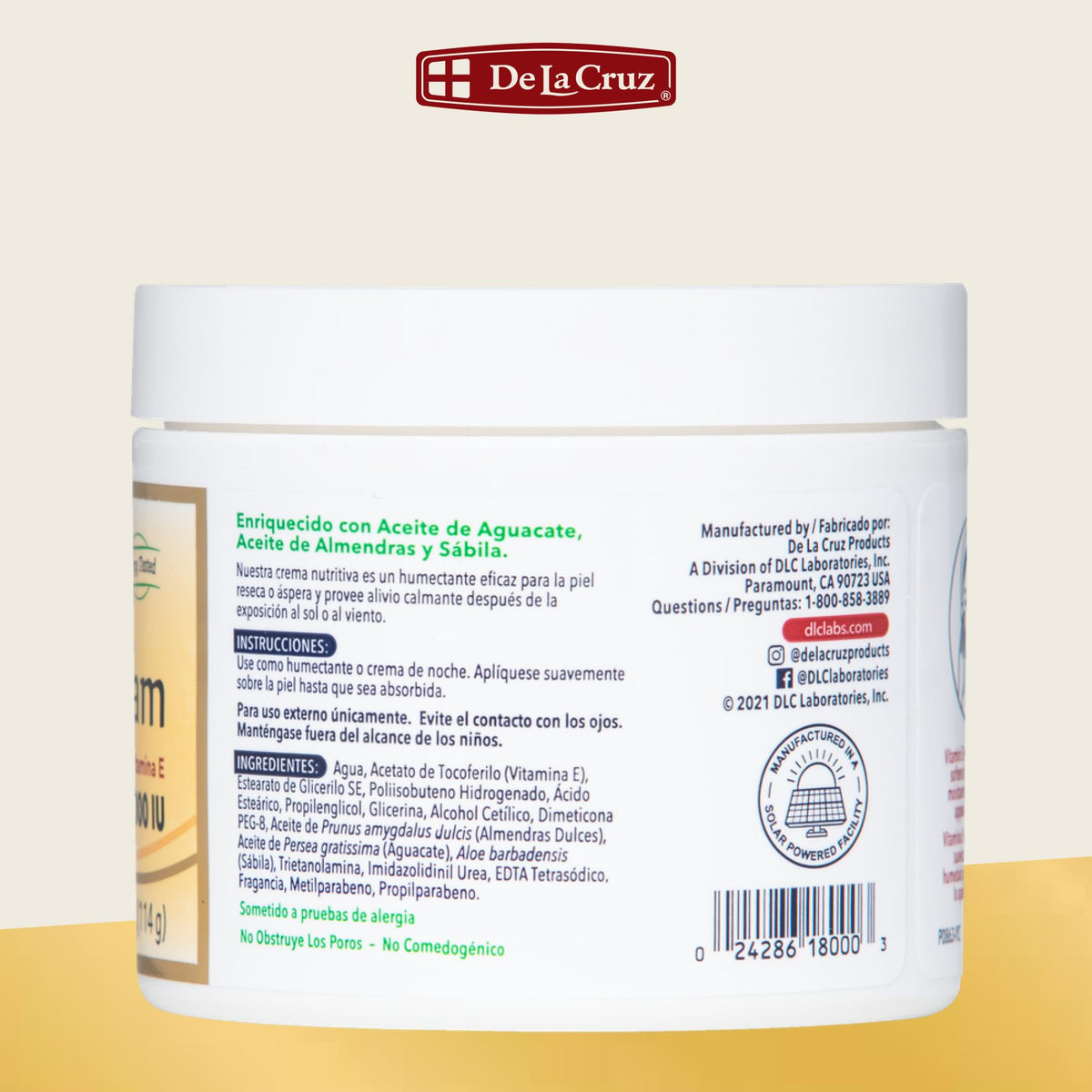De La Cruz Vitamin E Cream, 4 Ounce