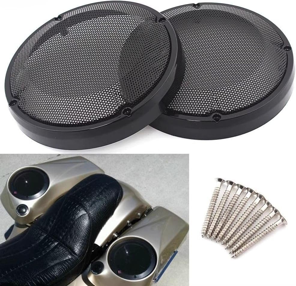Cubierta de Parrilla de Altavoz para Alforja VPZMT Negro Compatible con Harley Touring y Street Glide Para Moto