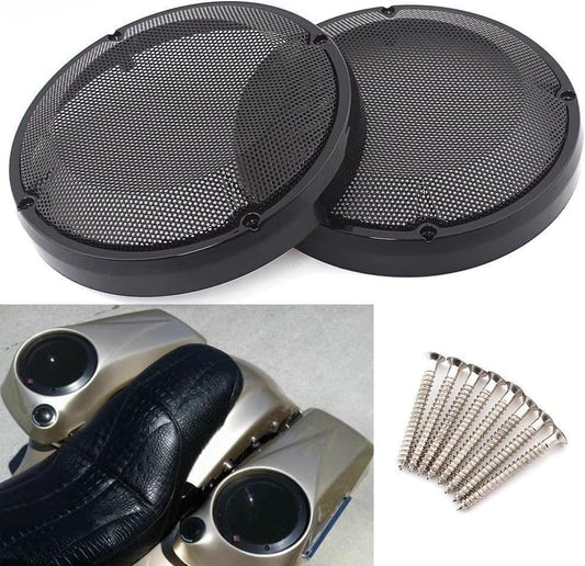 Cubierta de Parrilla de Altavoz para Alforja VPZMT Negro Compatible con Harley Touring y Street Glide Para Moto