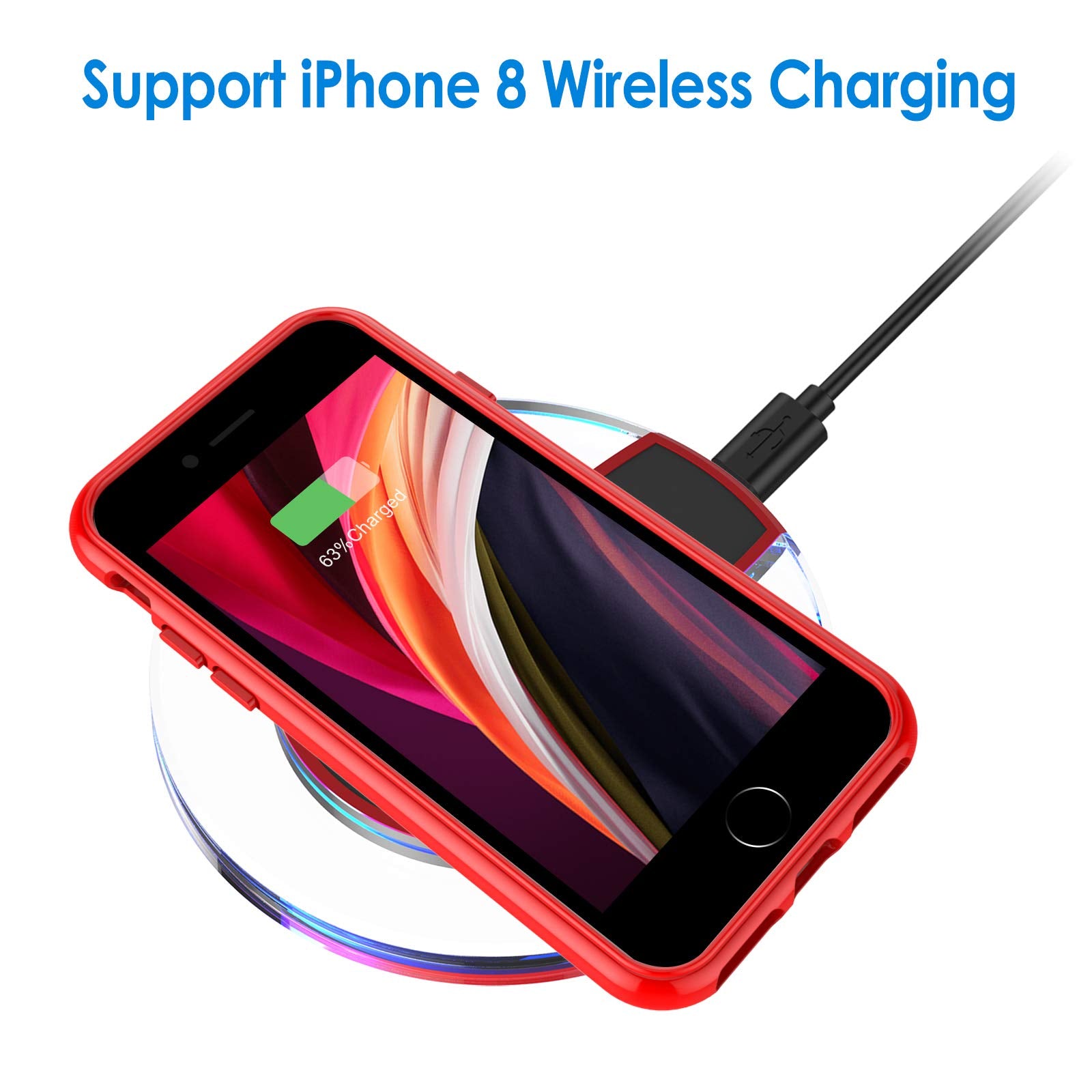 JETech Funda para iPhone SE 3/2 (Modelo 2022/2020), iPhone 8 iPhone 7, Anti-Amarillo Anti-Choques y Anti-Arañazos (Rojo)