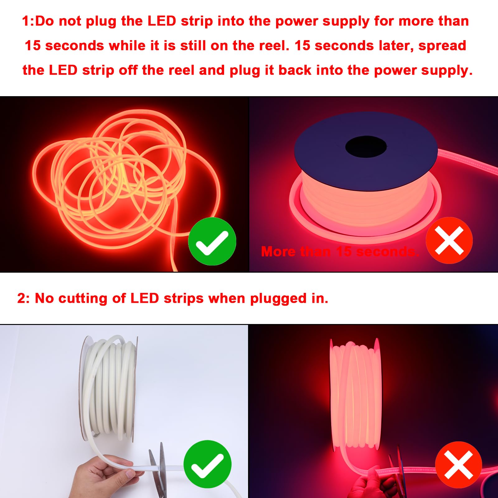BENLUN Tira LED COB 110V 20 Metros, Rojo Luces de LED Exterior Impermeable, 10W/M CRI 90+ Flexible Luz LED sin Transformador para Habitacion Techo, Decoración, Patio