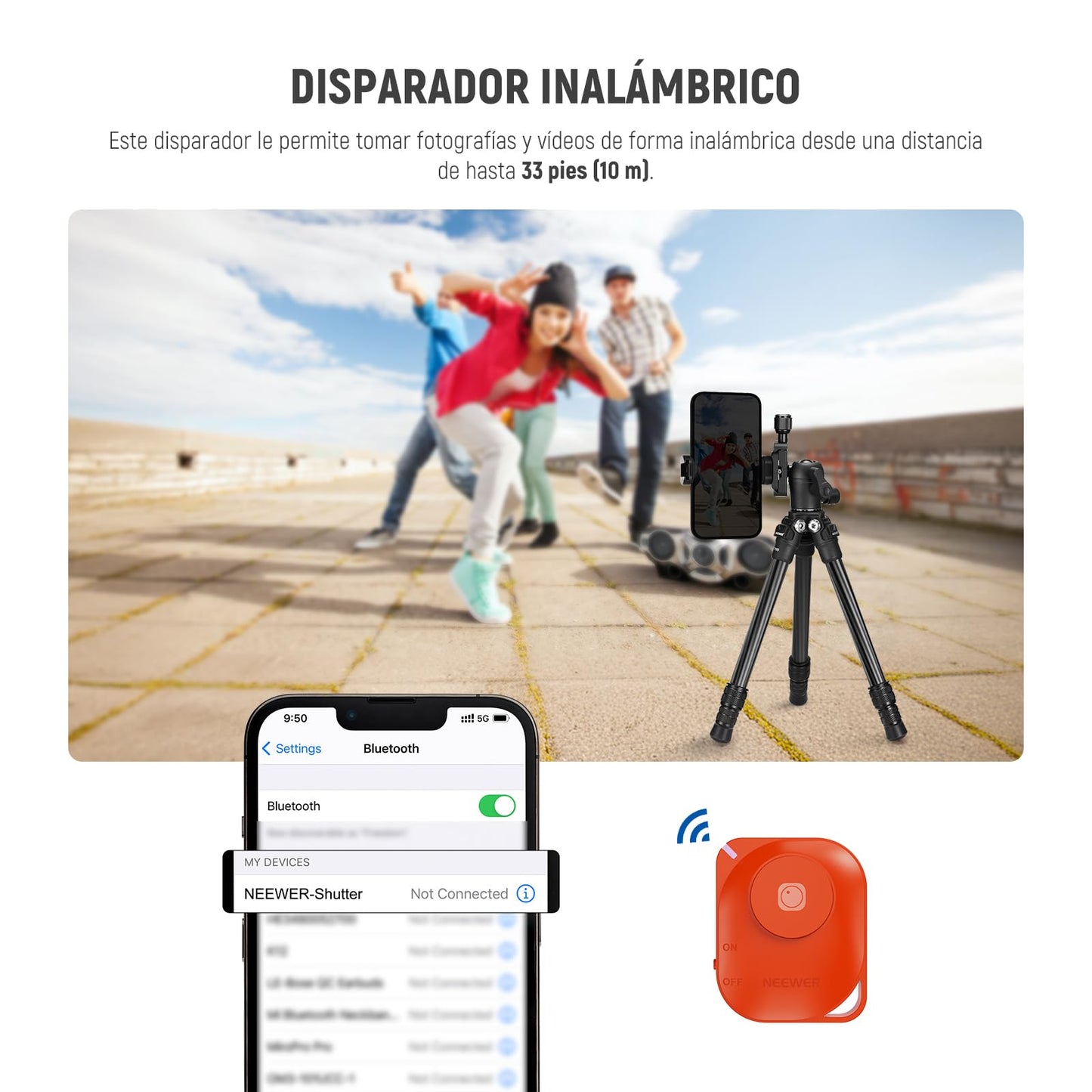 Trípode Mini NEEWER Metal Fibra Carbón Compacto y Liviano para Cámara y Celular