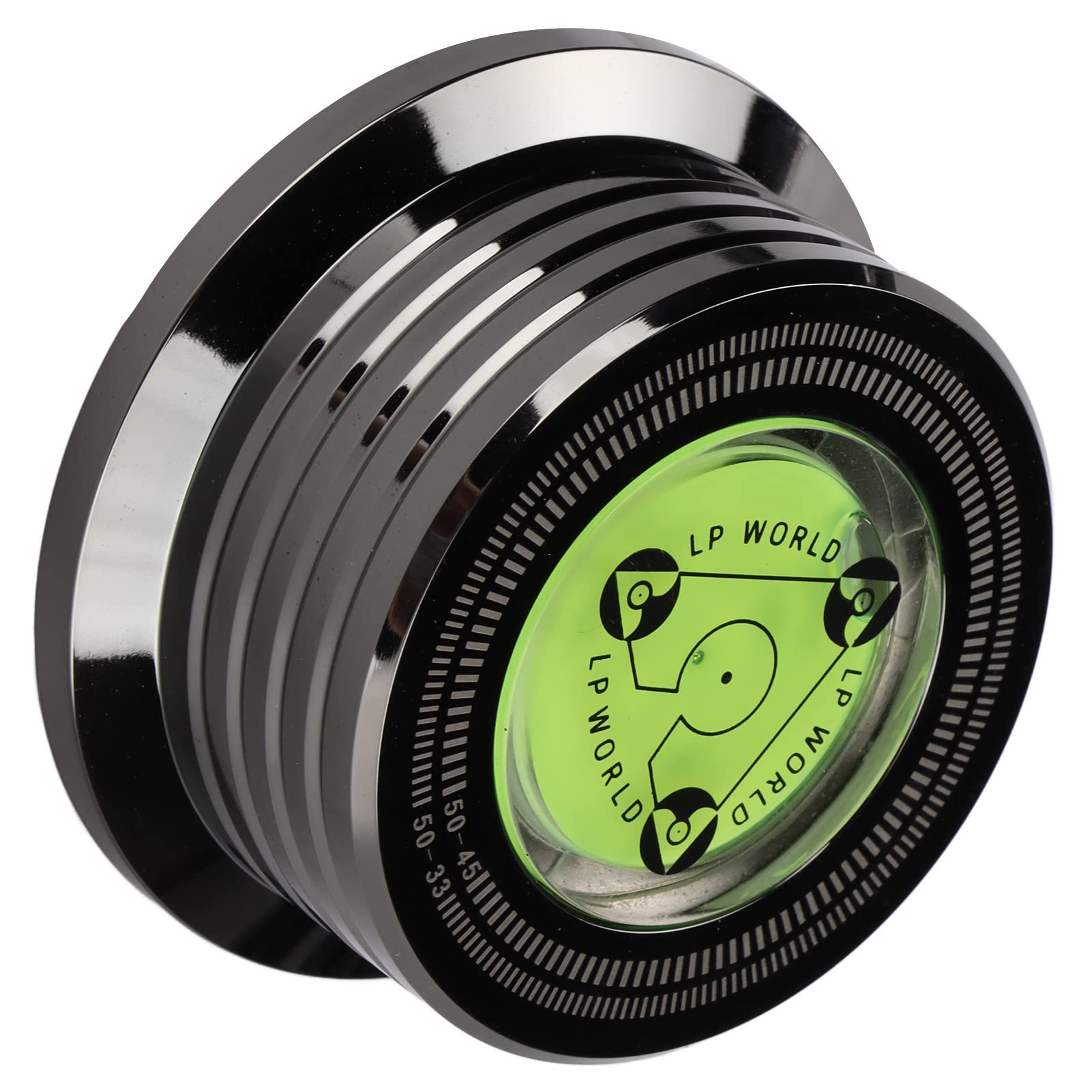 Estabilizador de Discos de Vinilo de Aluminio Negro Brillante con Nivelación de Burbujas para Tocadiscos LP de 50 Hz