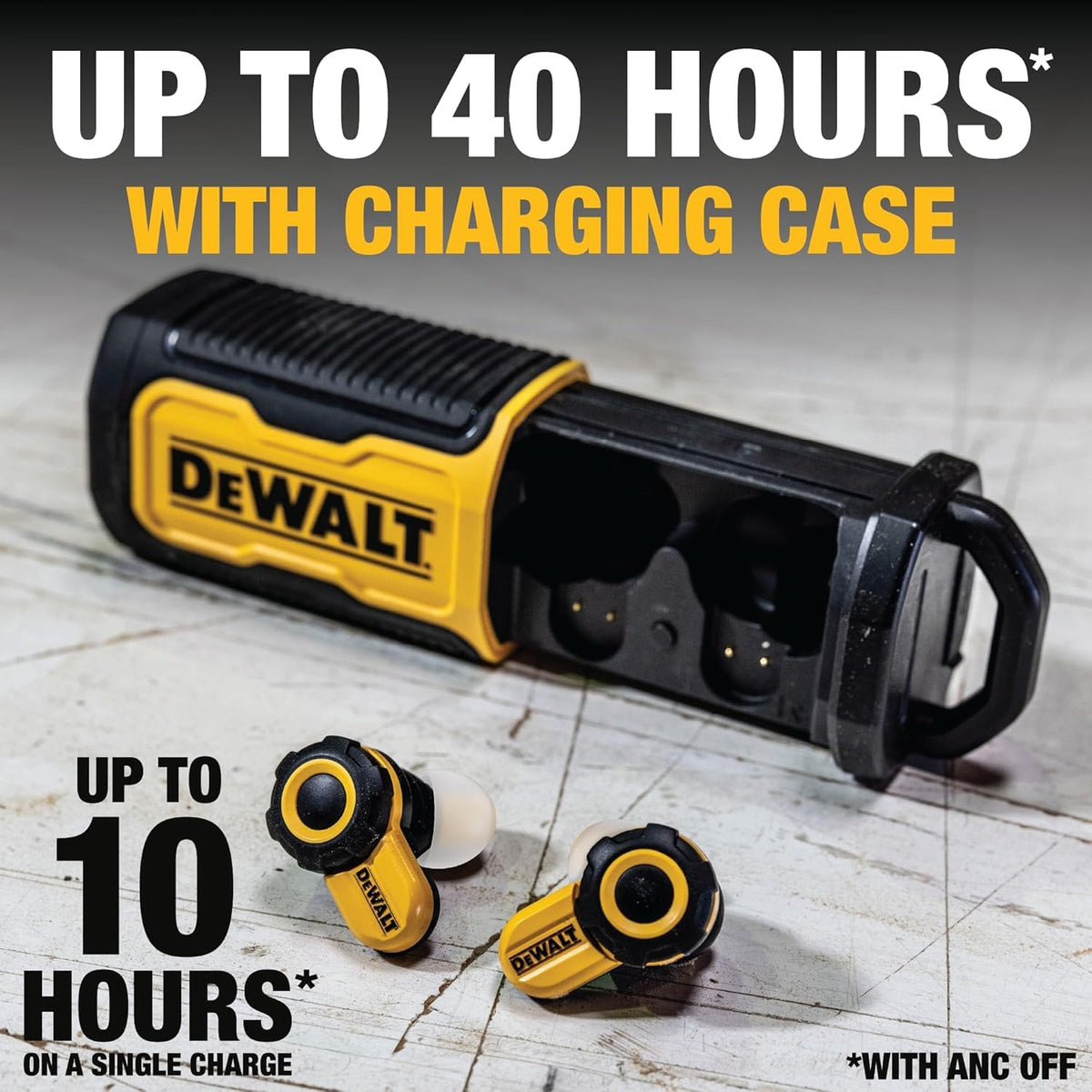 Auriculares Inalámbricos Bluetooth DEWALT Negro con Reducción de Ruido Jobsite Pro X2 ANC True