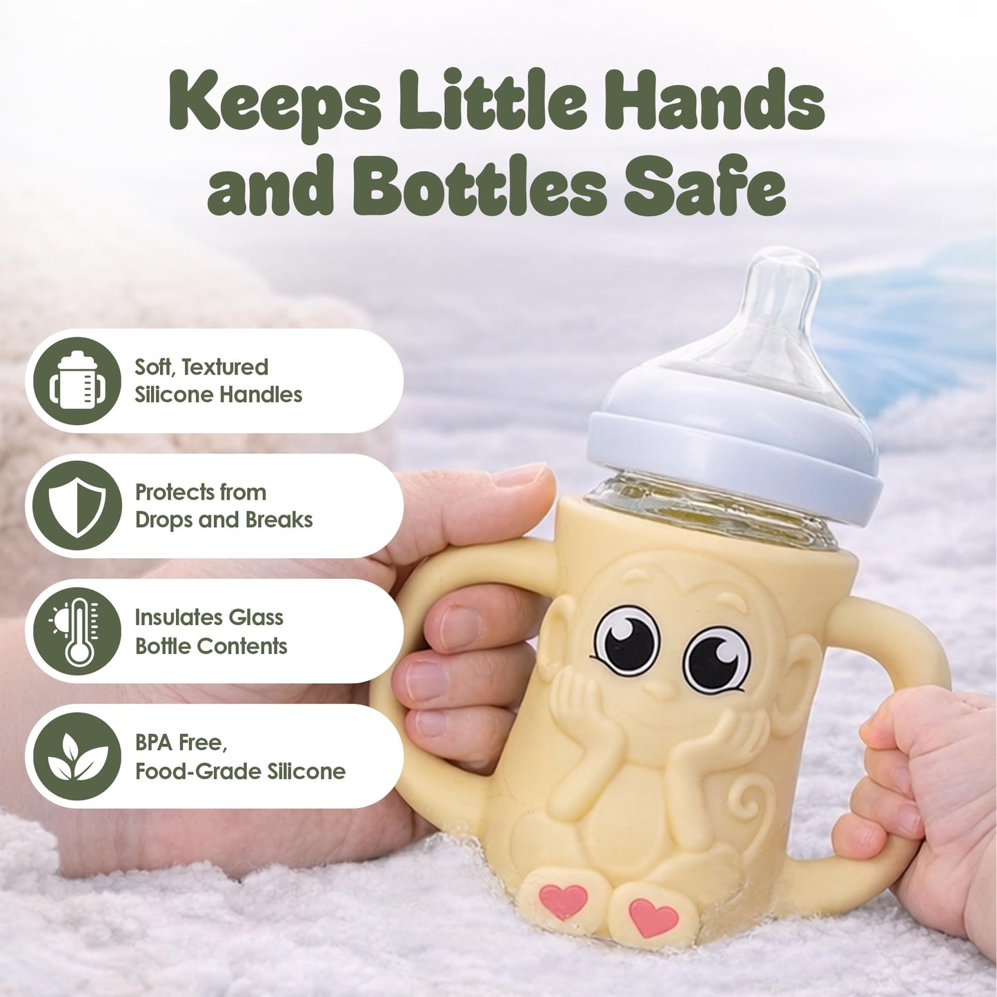 Celuna Funda de silicona para biberón Philips Avent Natural de 237 ml (8 oz) | Protector anticaídas + Asas de fácil agarre | Material seguro sin BPA | Biberón no incluido