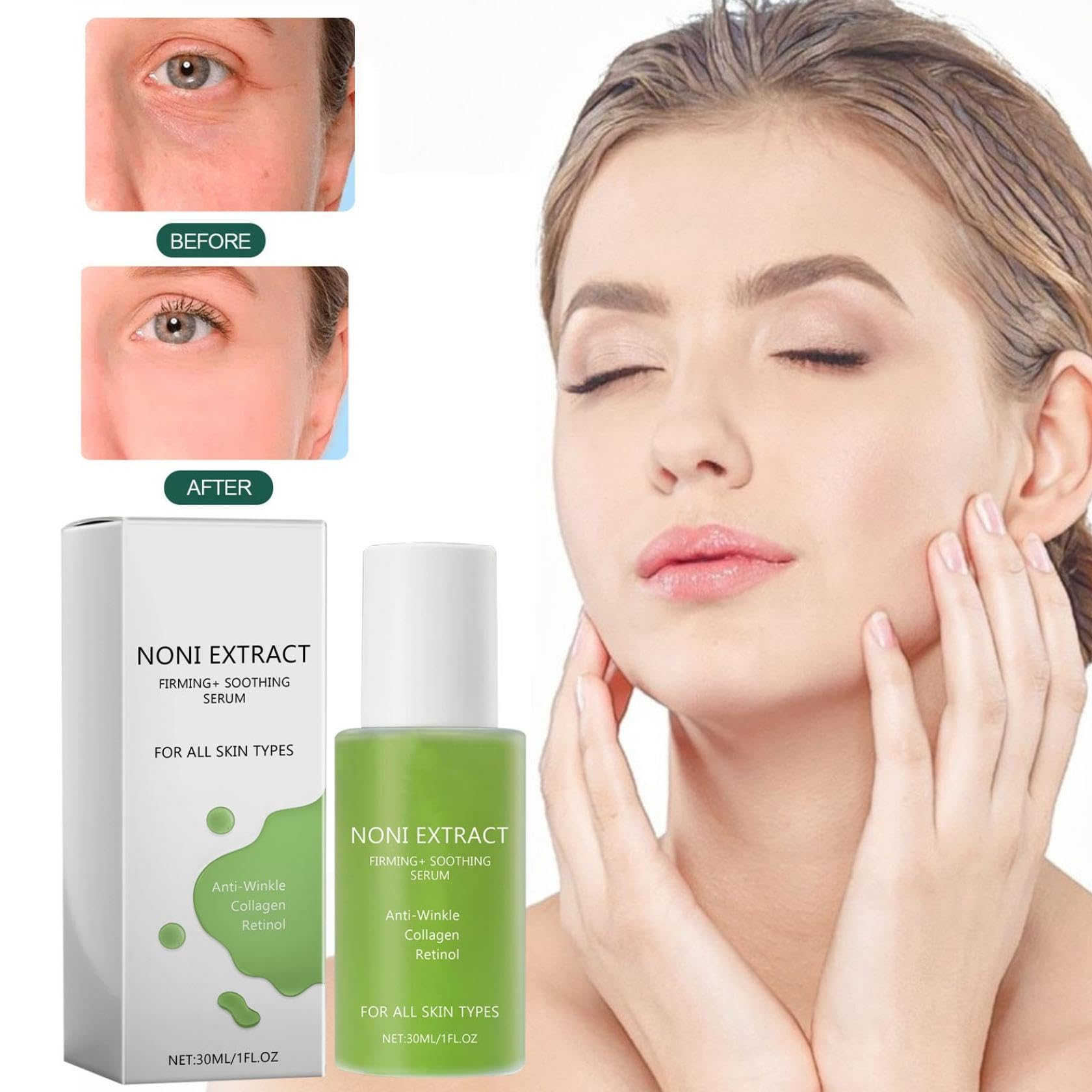 Suero Facial de Extracto de Noni, Retinol Antiarrugas y Energizante - Pack de 2 Unidades