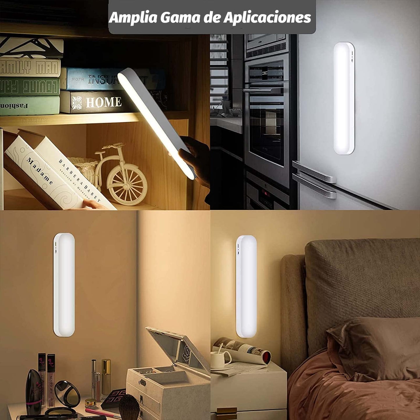 Luces Led Recargables para Cuarto, Luz Led Mangneticas de 3 Colores Brillo Ajustable, Lampara Led para Armario, Taquillas, Dormitorios, Escaleras, Camping al Aire Libre,Iluminación de Banco de Trabajo