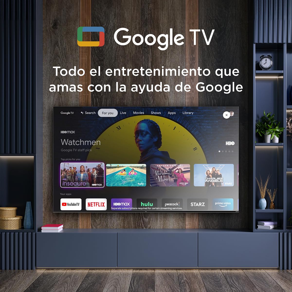 Smart TV TCL 65QM741G en Negro QLED-MiniLED con Google TV Compatibilidad Alexa