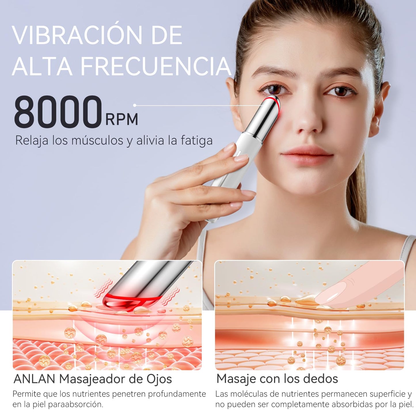 ANLAN Masajeador de Ojos, EMS Dispositivo de Ojos Antiarrugas y Antiedad, Luz Roja& Azu de LED Terapia, 40 ℃ Compresa Caliente,Mejora Ojeras, Bolsas, Hinchazón, Arrugas, Contorno de Ojos