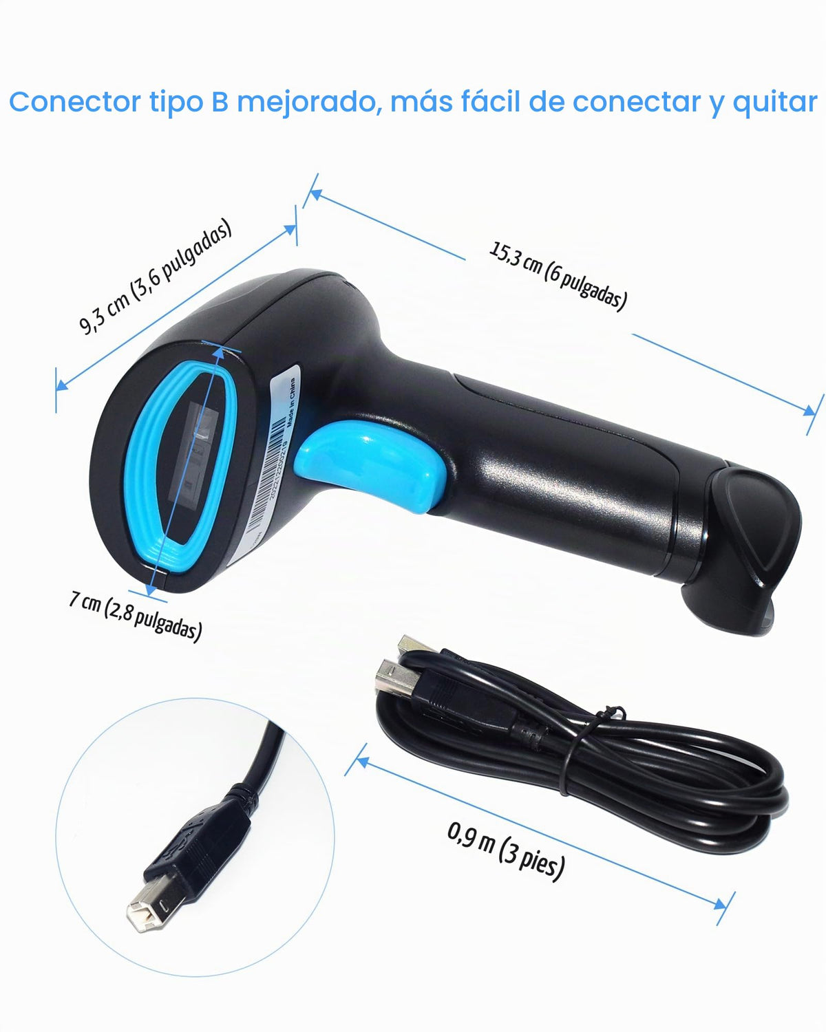 Escáner de Código de Barras BAOSHARE Inalámbrico USB 1D 2.4 GHz
