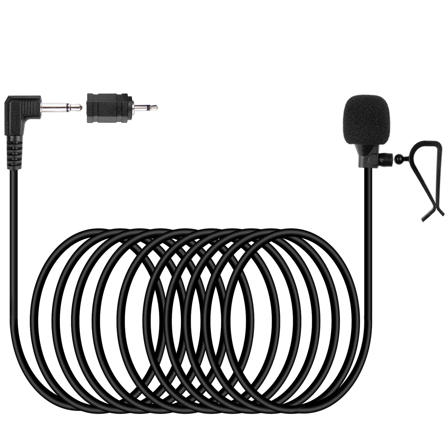 Weishan - Micrófono de coche de 3,5 mm de 15 pies de repuesto para Boss JVC Sony Pioneer unidad principal de vehículo habilitada para radio estéreo CD GPS DVD con adaptador de 2,5 mm