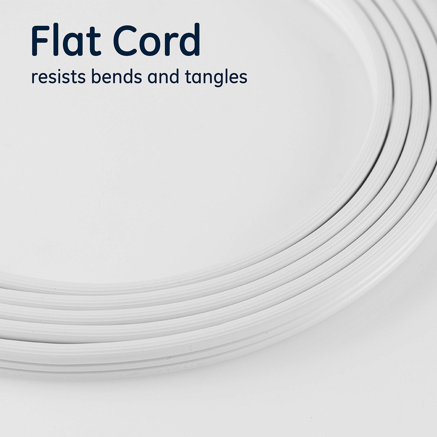 GE 56986 - Cable de extensión plano de 3 tomas, cable de extensión a tierra de 15 pies con múltiples tomas, extensor de toma de corriente de 3 clavijas, enchufe plano, calibre 16 para interiores