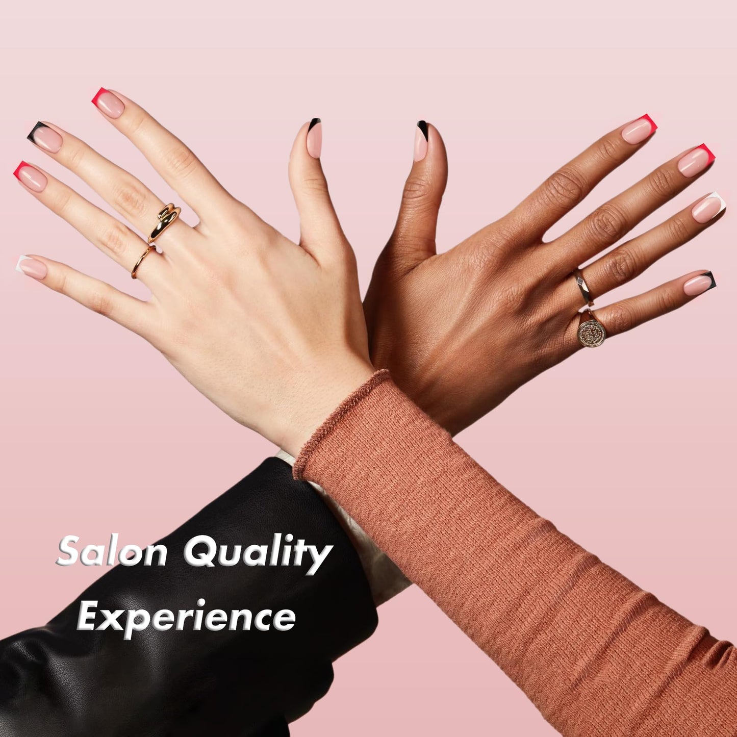 SXVME- Qué naturales son: estos diseños de uñas cuadradas con prensa francesa de color rosa claro se ven muy naturales, con un acabado perfecto que se adapta al lecho ungueal y un color base rosa nude