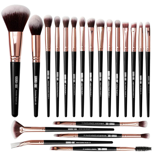 MAANGE Brochas de Maquillaje Profesional 20 Piezas Set de Brochas para Maquillaje Natural Pinceles de Maquillaje Brochas Faciales Maquillaje（negro dorado)