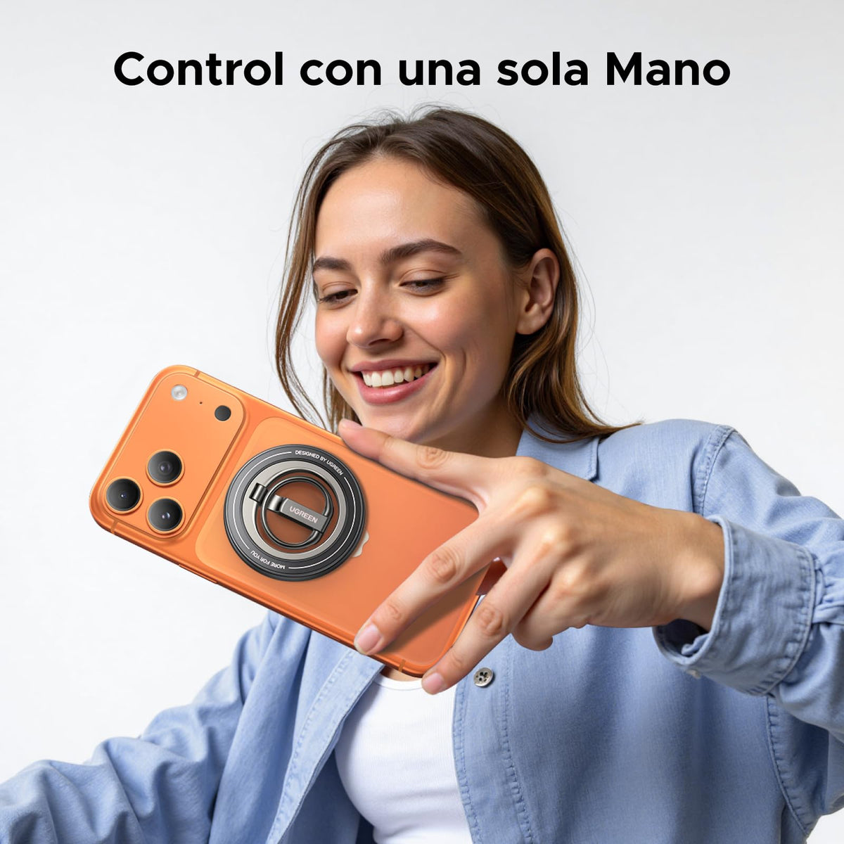 Soporte Magnético UGREEN Plata con Anillo de Doble Cara para Celular