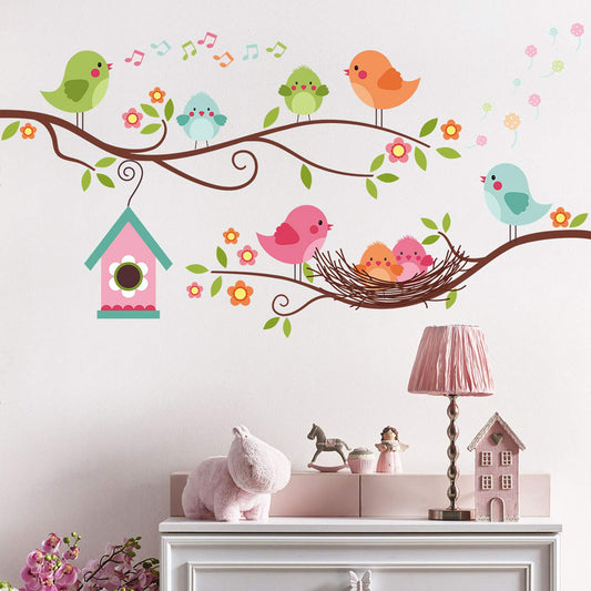 Pegatinas de Pared DILIBRA Pájaros y Ramas Dibujos Animados para Sala de Estar y Dormitorio