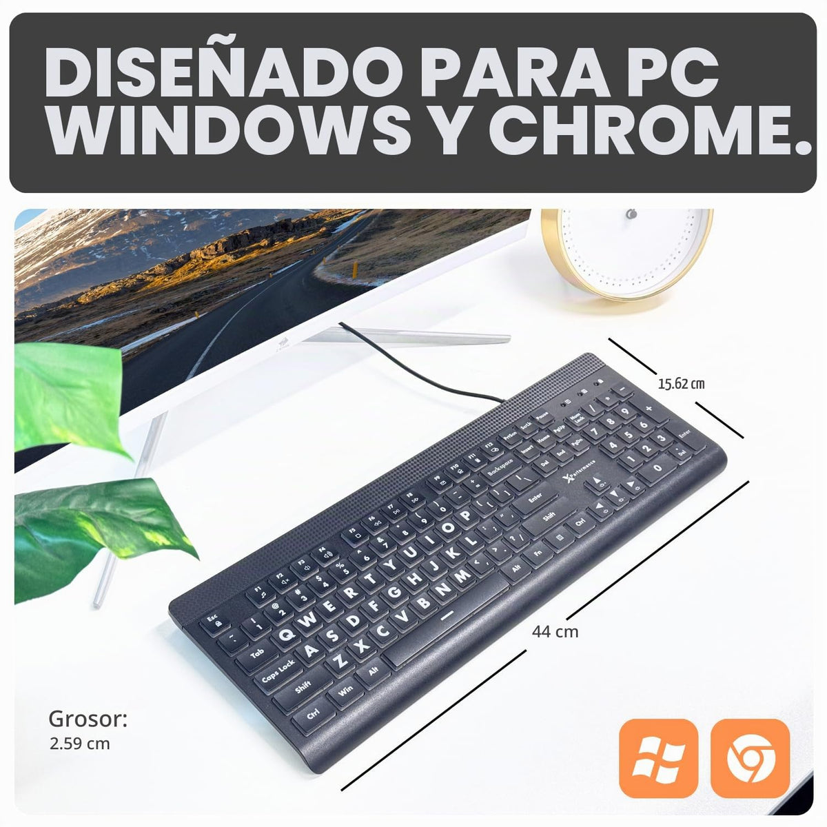 Teclado de Computadora X9 LED 7 Colores Retroiluminado Grande para Windows