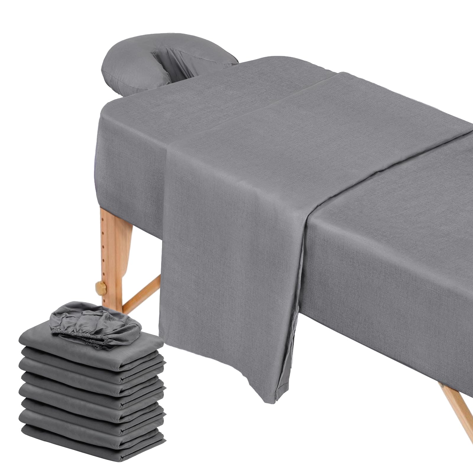 Juego de Sábanas de Microfibra para Mesa de Masaje con Funda Gris para Salón de Belleza y Spa