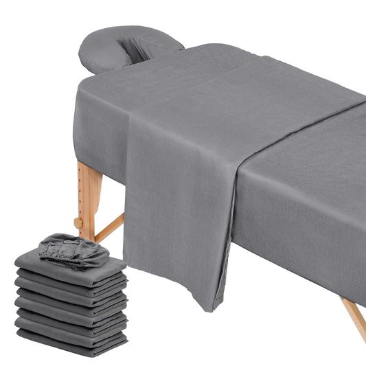 Juego de Sábanas de Microfibra para Mesa de Masaje con Funda Gris para Salón de Belleza y Spa