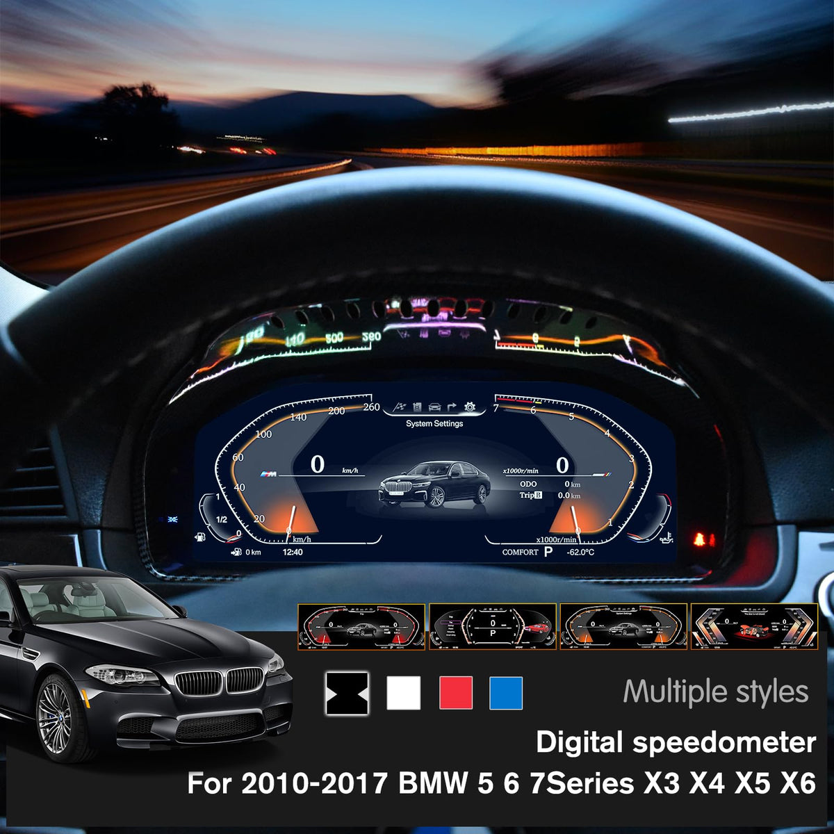 Instrumentos Digitales LCD Repuesto BMW Series 5 6 7 X3 X4 X5 X6 Velocímetro Tablero Información Original Coche
