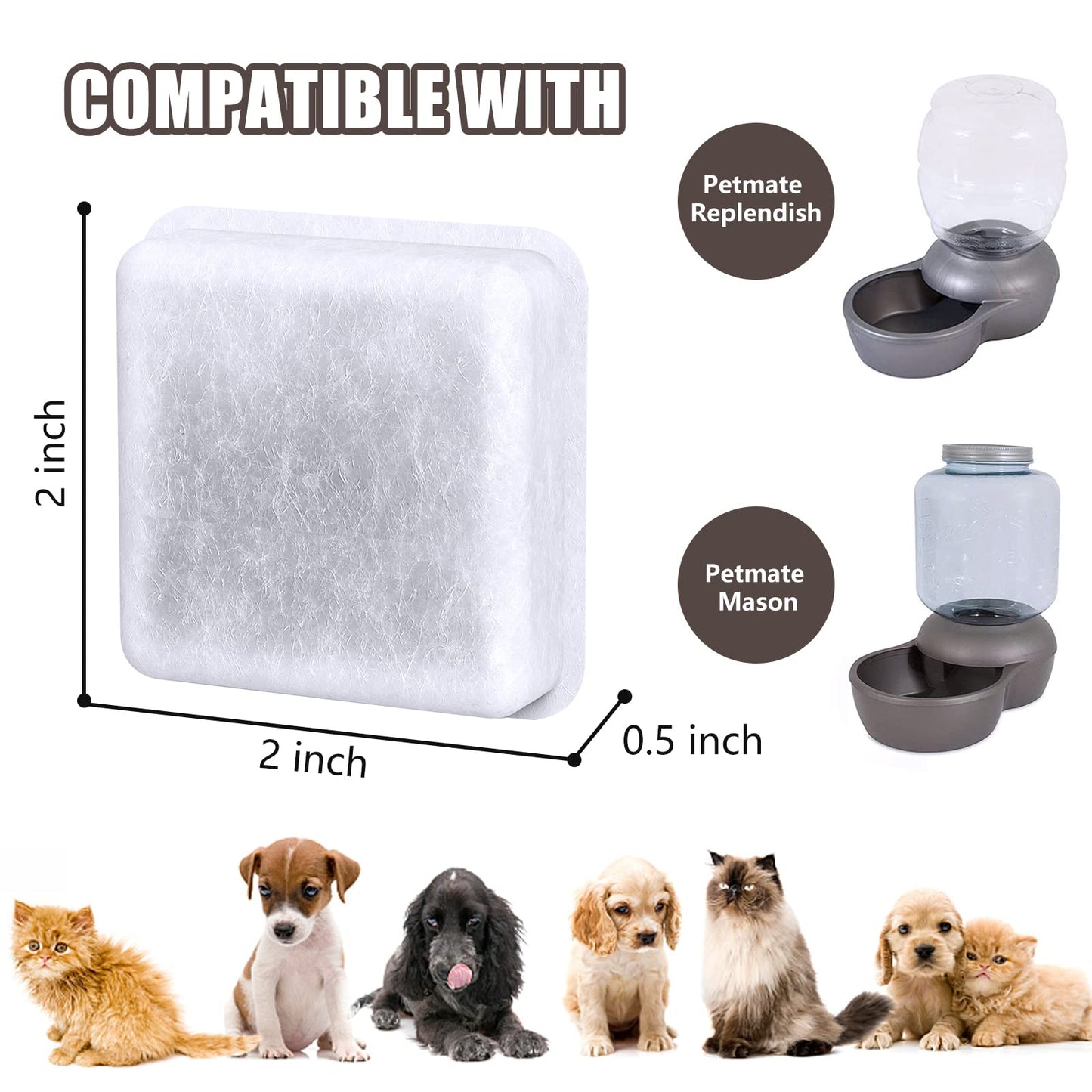 Filtros de Reemplazo SamAnija 12 Pack compatibles con Petmate Replendish y Mason activated carbon filter