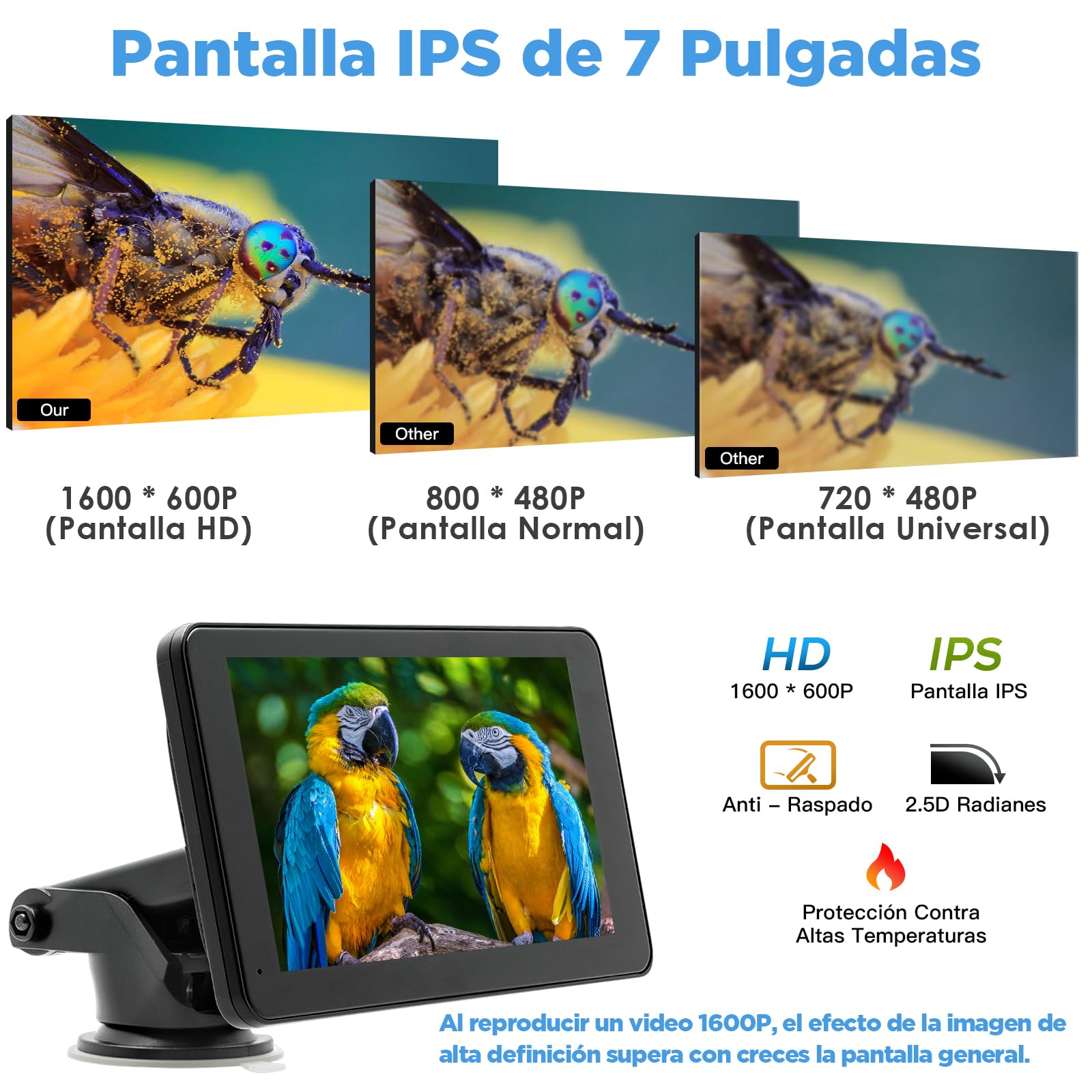 HIMICAR Autoestereo Portátil Estéreo con Inalámbrico Apple Carplay & Android Auto/Mirror Link, 7 Pulgadas IPS HD Pantalla Completa Táctil, Control de Voz, FM, Bluetooth, AUX, TF + Cámara Trasera