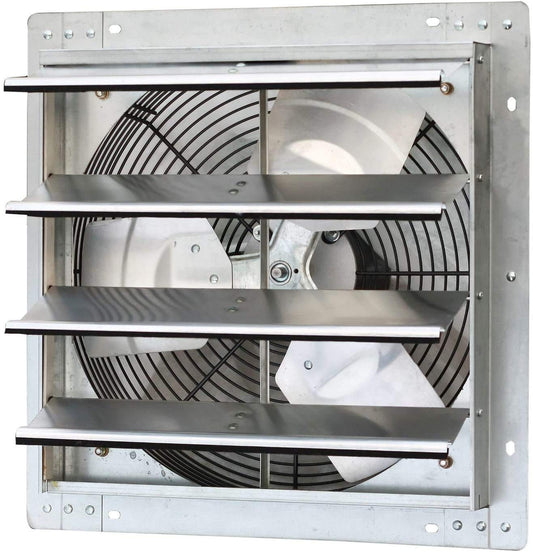iLiving - Ventilador de escape montado en la pared de 16 pulgadas, obturador automático, velocidad variable, ventilador de ventilación para el hogar, el cobertizo o la ventilación del cochera, 1200 CFM, área de cobertura de 1800 m2 (cable de alimentación