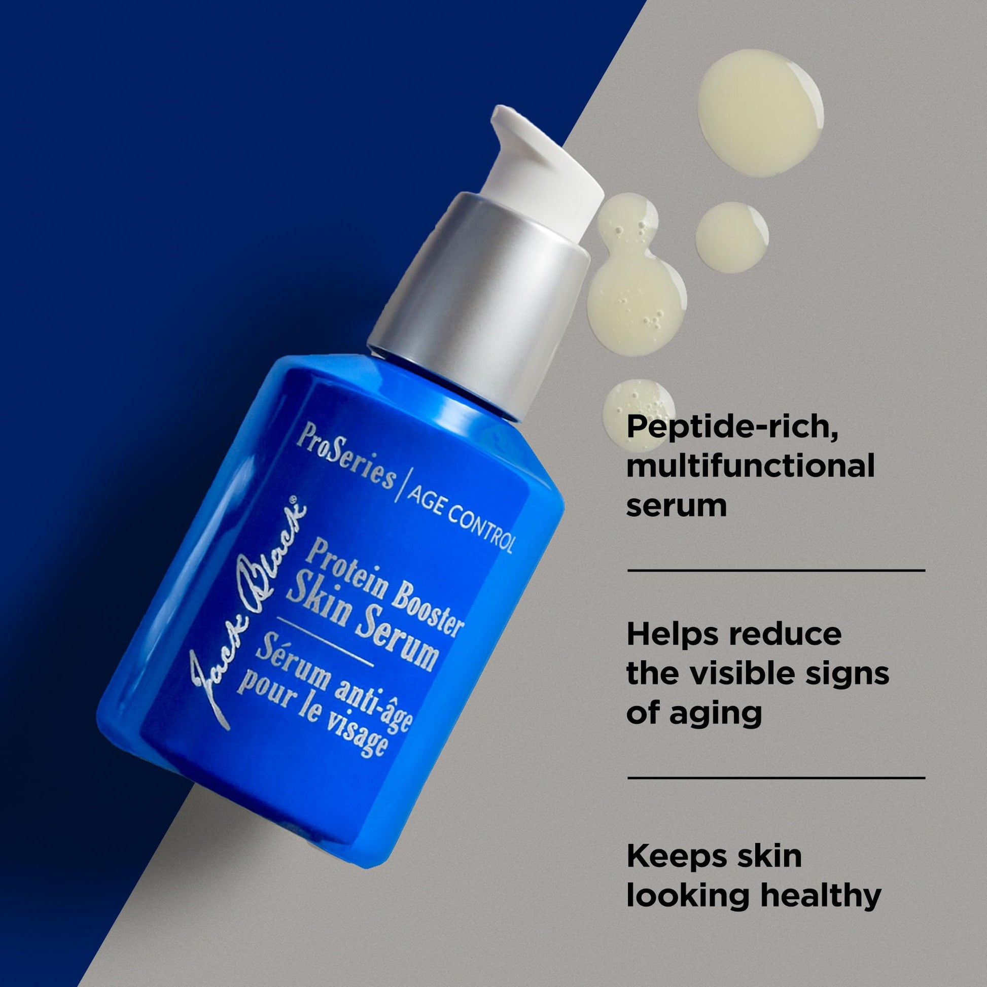 JACK BLACK - Suero para piel con potenciador de proteínas - ProSeries Men's Age Specialist Product, Peptides, Antioxidantes y Orgánico Omega-3, reduce los signos visibles de envejecimiento, mejora el tono de la piel, 2 oz
