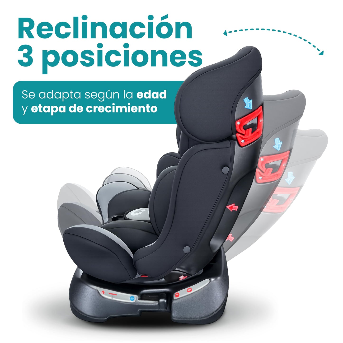 Amulay Autoasiento Nani Convertible 3 en 1, 0 a 25 kg, Gris y Negro