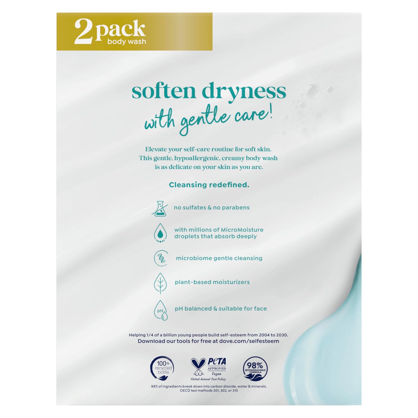 Dove Body Wash, Sensitive Skin, 22 oz, Twin Pack
