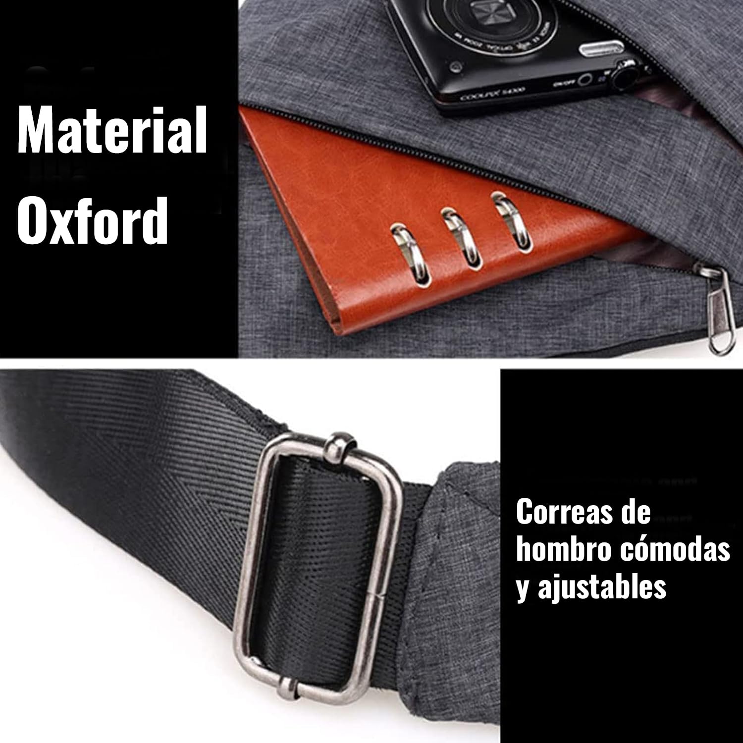 CXJYSD Bolso De Hombro De Viaje Personal, Bolso Cruzado Antirrobo Con Múltiples Bolsillos, Bolso Cruzado Ligero Para Deportes De Viaje Al Aire Libre Para Hombres Y Mujeres (gris-03)