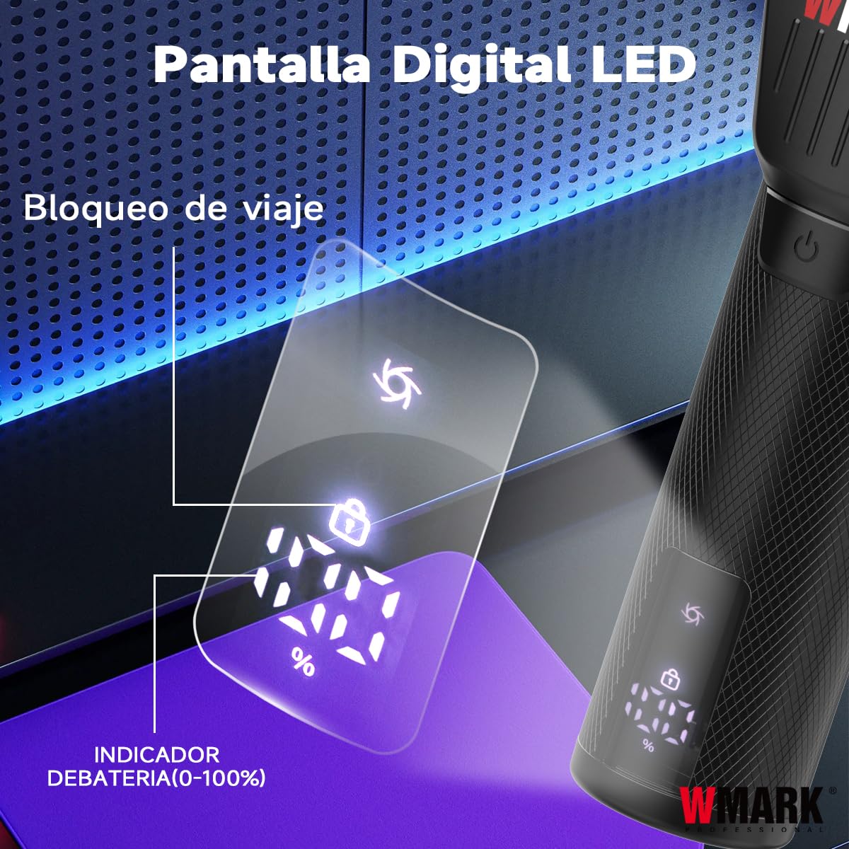 WMARK Afeitadora eléctrica para hombre, 9000RPM Maquina De Afeitar Inalámbrica, (recargable, húmeda y seca), Máquina de afeitar